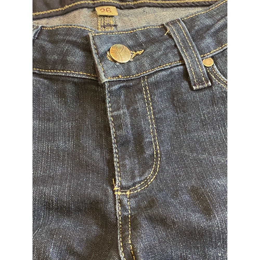 Paige Holly Petite Flare Jeans Dark Wash Blue Denim Size 26 Made in USA - Picture 11 of 16